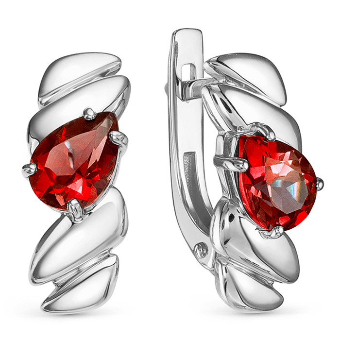 Серьги, серебро, гранат, 2-1142